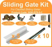 Complete Sliding Gate Hardware Kit for 5m Cladded Gate 78mm recess mount wheels