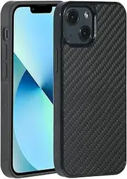 molzar Grip Series for iPhone 13 Mini Case with Real Weave Carbon Fiber, Built-in Metal Plate for Magnetic Mount, Support Wireless Charging, Compatible with iPhone 13 Mini, Black/Weave