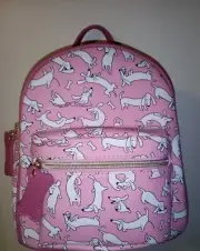 Mini Backpack Dog NEW Pink NOT Loungefly VERY CUTE BONES ZIPPER PULLS ~ RARE