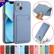 For iPhone 15 14 Plus 13 12 11 Pro Max Silicone Case Card Holder Wallet Cover
