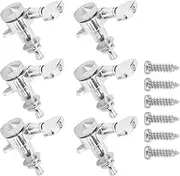 6Pcs Locking Guitar String Tuning Pegs, Metal Electric Sealed Tuner Heads, Easy to Install, Silver Color, with Screws, for Acoustic and Electric Guitars (Six right button set)