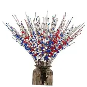 120 Pcs Artificial Jasmine Flowers Stems with Blue White Red Berry for