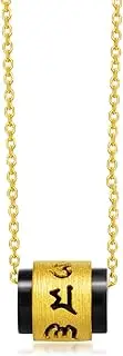 [CHOW SANG SANG] Cultural Blessing 999 24K Solid Gold Om Mani Padme Hum with Black Agate Pendent for Women 85733P | [Not Include the Neckace]