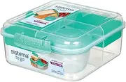 Sistema Bento Cube to Go with Yogurt Pot Food Storage, 168 mm x 186 mm x 77 mm Size, Minty Teal