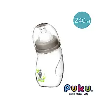 在飛比找Yahoo奇摩購物中心優惠-【PUKU】自然晶透寬口微笑玻璃奶瓶240ml