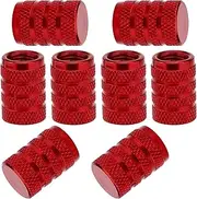 SAVITA 8Pcs Tire Valve Stem Caps, Universal Aluminum Tire Valve Cap with Rubber Ring, Dust Proof Valve Cover for Cars, SUVs, Bike and Bicycle, Trucks, Motorcycles (Red)