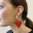 Vintage Heart Drop Earrings Push Back Alloy Dangle Earring Women's Jewelry 1pair