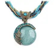 Nevenka Vintage Bohemian Gemstone Pendant Necklace-Blue