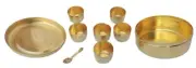 Brass Handcrafted Masala Box With Set of 7 Containers and 8.5 inch Spoon 150 ml