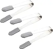 HOMOBABE 3Pcs Stainless Steel Ice Tongs Reusable Ice Cube Clamps for Tea and Home Parties Multipurpose Food Tong for Sugar Cubes Lemon Slices and More