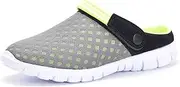 [Hsyooes] Clogs Men's Mules Summer Women's Mesh Breathable Garden Shoes Non-Slip Beach Slippers Aqua Sandals, Green, 5.5 AU
