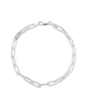 Yield of Men 18K Over Silver 3mm Paperclip Chain Bracelet