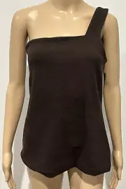 Country Road Women Brown One Shoulder Ribbed Top SZ XL 16 NEW BNWT