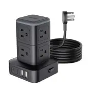 Power Strip Tower with USB Ports, NTONPOWER 1080J Surge Protector 5 FT Extens...