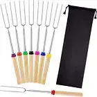 8 Pack Marshmallow Roasting Sticks Extendable 32Inch Long Metal Barbecue Skewers