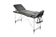 YES4HOMES Black 3 Fold Portable Aluminium Massage Table Massage Bed Beauty Therapy Black