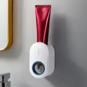 Automatic Squeeze Toothpaste Extruder Dispenser Wall Mount White & Blue