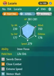 Pokemon Scarlet and Violet 6iv Shiny Max EV Lucario