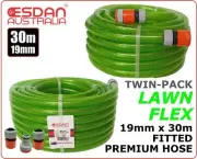 GARDEN LAWN FLEX WATERING HOSE PREMIUM UV 19mm 3/4" x 30m FITTED AUSTRALIAN x 2