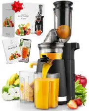 Zulay Fruit Press Machine - Masticating Juicer Machine with High Yield, Quiet