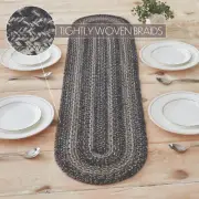 Sawyer Mill Black White Braided Jute 12x48 Runner Primitive Rustic Country Cabin