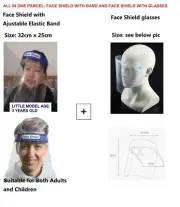 2PCS Reusable Anti-fog Full Cover Face Shield with Band & Face Shield Glasses
