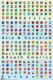 WORLD FLAGS BANNERS BY CONTINENT POSTER CHART PRINT NEW 22X34 FAST FREE SHIP