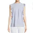 NEW BeachLunchLounge Light Blue Ruffle Trim Tunic Top