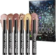Stick Eyeshadow,Glitter Eye Makeup Pen | Multifunctional 6 Colors Shimmer Eyeshadow Stick for Costume Wedding Travel Daily