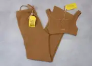 Skims Womens 2 Piece Waffle Outfit Set Size S Small Camel Pants And Top NEW