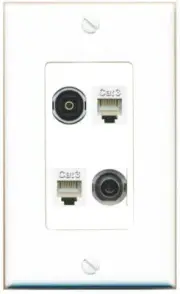 4 Port 1 Gang Jack Face Cover Coupler 3-5MM 2 PHONE TOSLINK Wall Plate