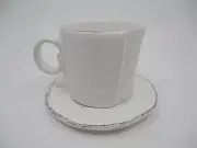 VIETRI LASTRA WHITE ESPRESSO / DEMITASSE CUP & SAUCER - 2 3/4" x 2 3/4" 0710H