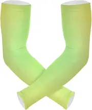 [Yoogain] UV Protection Cooling Arm Sleeves Light Green Yellow Gradient Cooling Sleeves Tattoo Cover Strong Air Permeability cubre brazos, Light Green Yellow Gradient