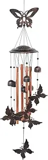 BlessedLand Butterfly Wind Chime-4 Hollow Aluminum Tubes -5 Wind Bells 7 Butterflies-Wind Chime with S Hook for Indoor and Outdoor