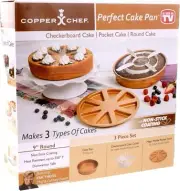 Copper Chef Perfect Cake Pan 9" Checkerboard Cake/Pocket Cake/Round Cake New