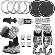 1Set Rhinestone Car Accessories Elegant Decorative Valve Stem Caps Coasters for Automotive Interior Shiny Glasses Holder for Enhancing