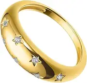 [LIFKOME] Star Zirconia Ring Custom Decals Large-scale Rings Chipper Fondant Toast Cookie Molds Gold Rings Ramen Bowl Stacked Rings Gemstone Retro Ring Women Finger Ring Copper Golden
