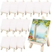14Pcs Mini Canvas Easel Set Small Wooden Tabletop Easel with Canvas Foldable Mini Easel Kit Lightweight Tiny Display Holder Easels Art Supplies for Kids Painting Arts and Crafts 3.14x5.9inch