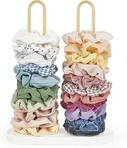 Dahey Scrunchie Holder Hair Tie Organizer Stand 2 Tier Modern Metal Hair Accessories Organizer Storage Display Jewelry Scrunchy Holder for Girls, Gold