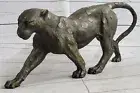 Vintage Bronze Art Deco Cat Sculptures on Plinth after Rembrandt Bugatti Decor