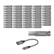 Adata UV350 32GB USB 3.2 Gen 1 Capless Metal Drive (50-Pack) with USB-C Adapter
