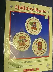 NEW Dimensions Holiday Bears Christmas Ornaments Counted Cross Stitch Kit 8339