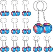 Oudain Colorful Globe Keychains Bulk, Planet Earth Toy Ball Keyring Pendant for Backpack Kid Traveler School Educational Tool