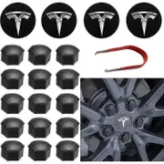 For Tesla Wheel Cap Kit Center Hub Cap Set Wheel Nut Cover Center Modification Hub Cover For Model Y Mode 3 Mode S Mode X GuanGuan