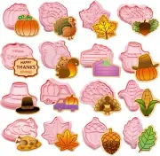 16pcs Thanksgiving Cookie Cutters Stamps Biscuit Baking Tools Embossing Cookie M