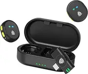 AKINGUAR Wireless Lavalier Microphone (2TX+1RX) for iPhone, Android Phone, Laptop, Mini Lapel Mic, Hi-Fi Audio, Noise Cancelling, Lapel Mic for Video Recording, Vlogging, TikTok, YouTube, Plug & Play