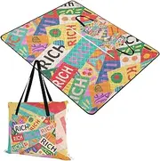 Yoogain Picnic Accessories Sandproof Park Camping Blanket Packable for Adults Picnic Items Colorful Cartoon Rich Modern 60x80in