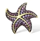 Star Fish Pendant 925 Sterling Silver Gilt Created Pink Sapphire Amethyst CZ