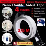 Nano Double-Sided Tape Strong Adhesive Reusable Waterproof for Home & Office 4pc