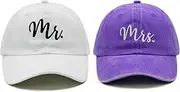 [Wodeal] Mr & Mrs Newlywed Couple Hats, Matching Wedding Honeymoon Baseball Cap, Adjustable Cotton Bride and Groom Gift Set